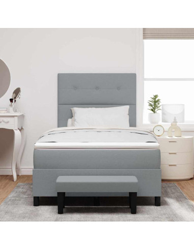 Letto a molle con testiera Grigio chiaro 120 x 200 cm Tessuto
