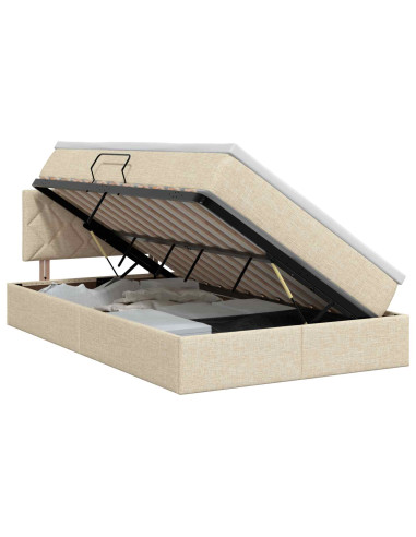 Letto con contenitore e materasso Crema 120 x 200 cm Velluto