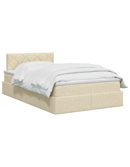 Letto con contenitore e materasso Crema 120 x 200 cm Velluto