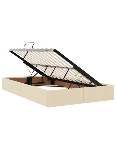 Letto con contenitore e materasso Crema 120 x 200 cm Velluto