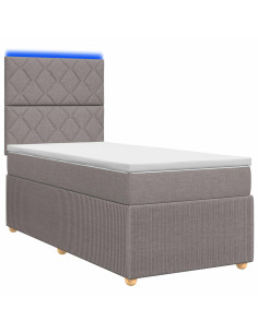 Letto Box Spring LED con Materasso Tortora 90 x 200 cm Tessuto 2