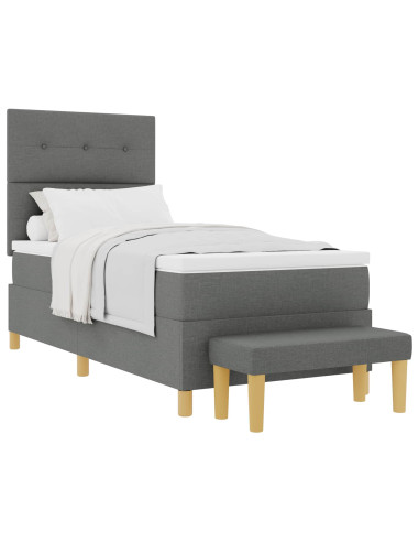 Letto a molle con testiera Grigio scuro 200 x 100 cm Tessuto