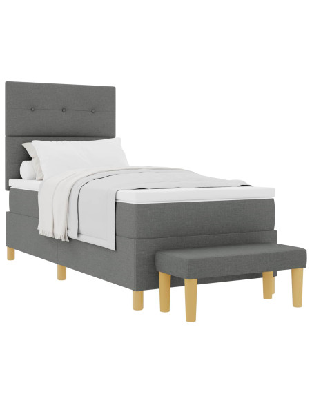 Letto a molle con testiera Grigio scuro 200 x 100 cm Tessuto