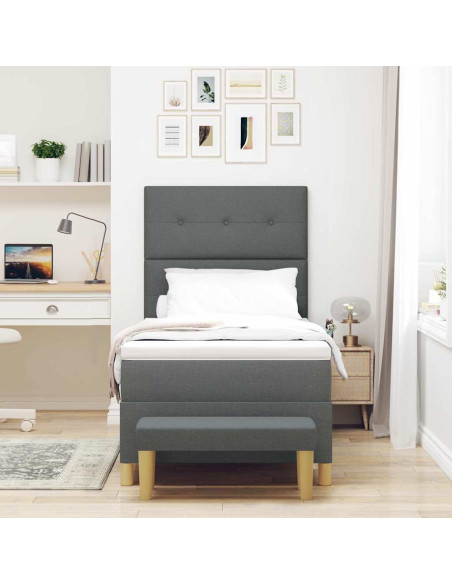 Letto a molle con testiera Grigio scuro 200 x 100 cm Tessuto