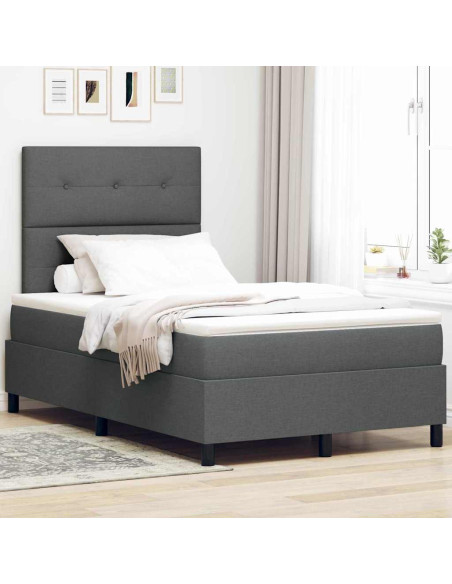Letto a molle con strisce LED Grigio scuro 120 x 200 cm Tessuto