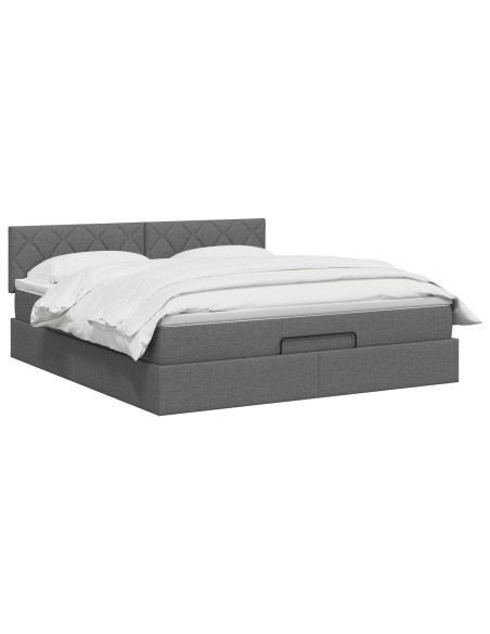 Letto ottomano con materasso Grigio Scuro 180 x 200 cm Tessuto
