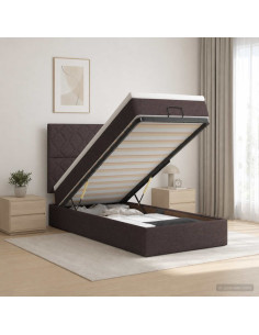 Letto Ottomano con Materasso e LED Marrone Scuro 90 x 190 cm