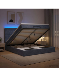 Letto Ottomano con Materasso e LED Grigio Scuro 180 x 200 cm