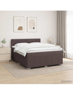 Letto Box Spring LED con Materasso Marrone Scuro 180 x 200 cm