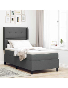 Letto a molle con cuscino Grigio scuro 190 x 90 cm Tessuto