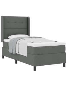 Letto a molle con cuscino Grigio scuro 190 x 90 cm Tessuto 2