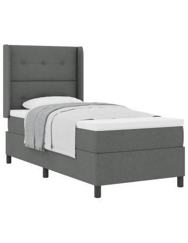 Letto a molle con cuscino Grigio scuro 190 x 90 cm Tessuto