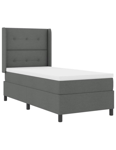 Letto a molle con cuscino Grigio scuro 190 x 90 cm Tessuto