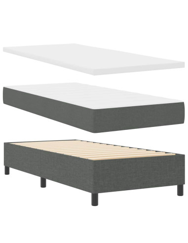 Letto a molle con cuscino Grigio scuro 190 x 90 cm Tessuto
