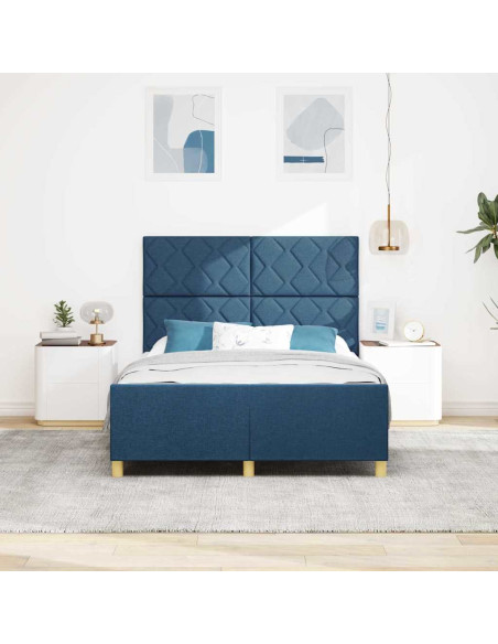 Struttura del letto con testiera Blu 140 x 200 cm Tessuto