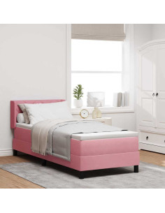 Letto a molle con testiera Rosa 200 x 80 cm Velluto