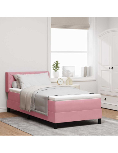 Letto a molle con testiera Rosa 190 x 90 cm Velluto