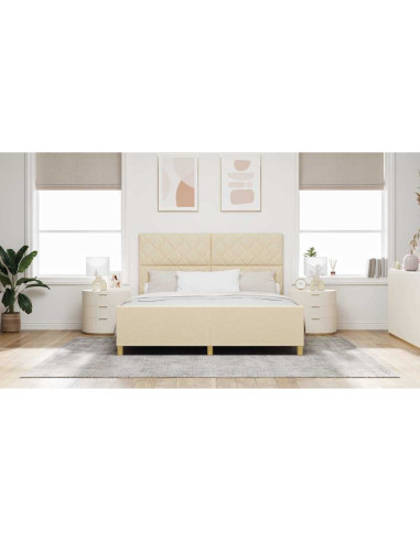 Struttura del letto con testiera Crema 180 x 200 cm Tessuto