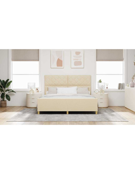 Struttura del letto con testiera Crema 180 x 200 cm Tessuto