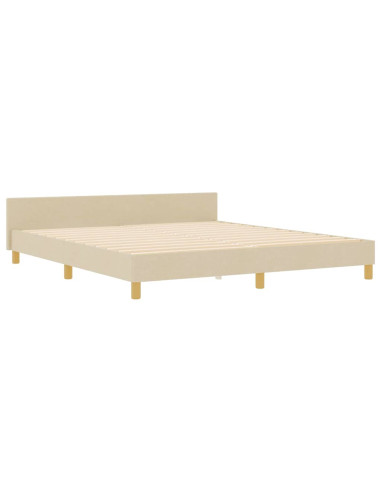 Struttura del letto con testiera Crema 180 x 200 cm Tessuto