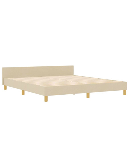 Struttura del letto con testiera Crema 180 x 200 cm Tessuto