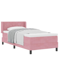 Letto a molle con testiera Rosa 190 x 90 cm Velluto 2