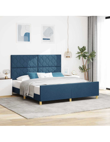 Struttura del letto con testiera Blu 180 x 200 cm Tessuto