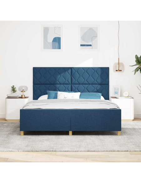 Struttura del letto con testiera Blu 180 x 200 cm Tessuto