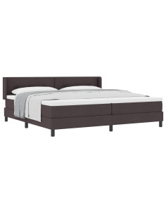 Letto a molle con testiera Marrone Scuro 200 x 200 cm Tessuto