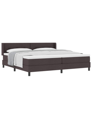 Letto a molle con testiera Marrone Scuro 200 x 200 cm Tessuto