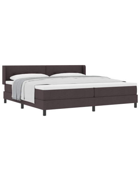 Letto a molle con testiera Marrone Scuro 200 x 200 cm Tessuto