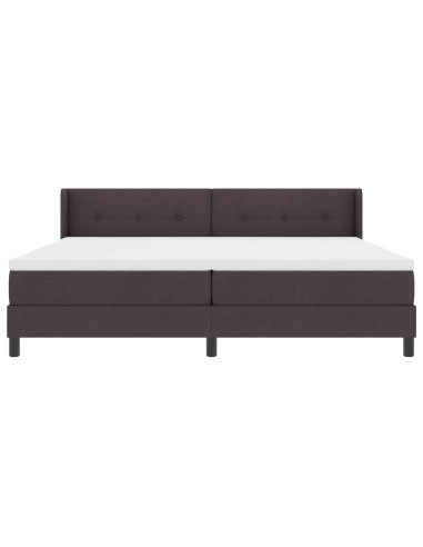 Letto a molle con testiera Marrone Scuro 200 x 200 cm Tessuto