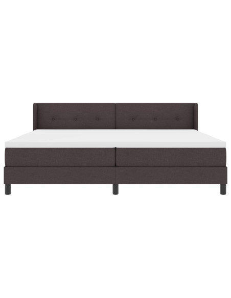 Letto a molle con testiera Marrone Scuro 200 x 200 cm Tessuto