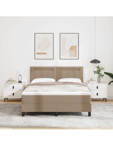 Letto a molle Cappuccino 140 x 200 cm Pelle sintetica