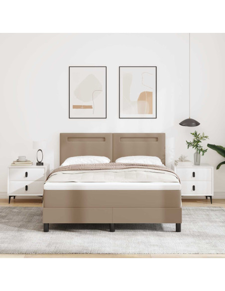 Letto a molle Cappuccino 140 x 200 cm Pelle sintetica