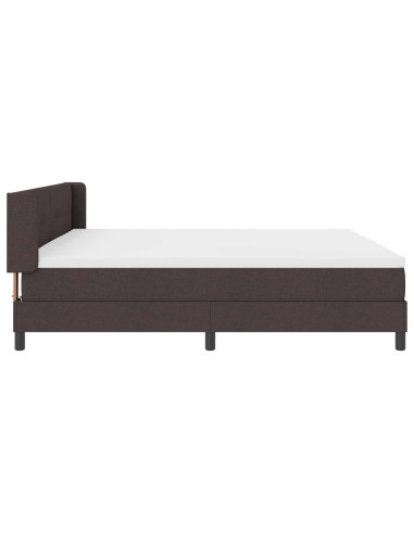 Letto a molle con testiera Marrone Scuro 200 x 200 cm Tessuto