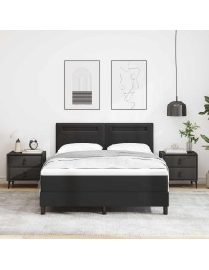 Letto a molle con materasso Nero 160 x 200 cm Pelle sintetica