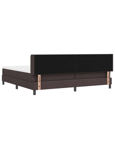 Letto a molle con testiera Marrone Scuro 200 x 200 cm Tessuto