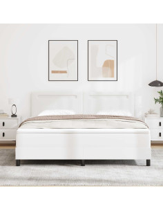 Letto a molle con materasso Bianco 180 x 200 cm Pelle sintetica