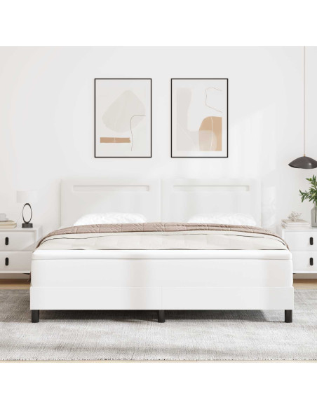 Letto a molle con materasso Bianco 180 x 200 cm Pelle sintetica