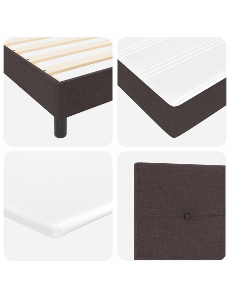 Letto a molle con testiera Marrone Scuro 200 x 200 cm Tessuto