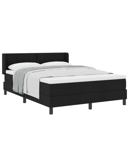 Letto a molle con testiera Nero 190 x 140 cm Tessuto