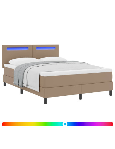 Letto a molle Cappuccino 140 x 200 cm Pelle sintetica