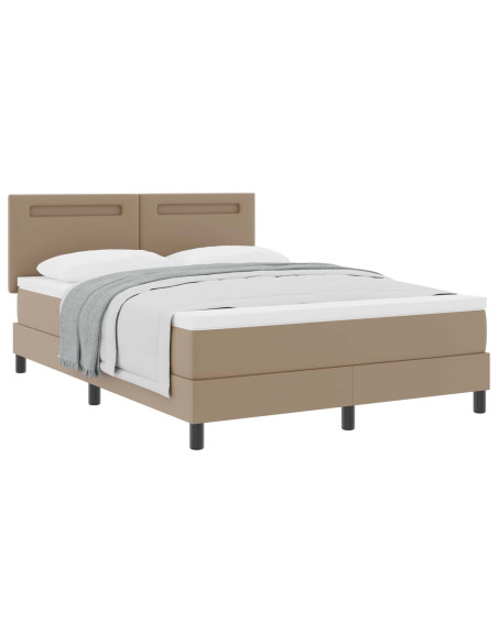Letto a molle Cappuccino 140 x 200 cm Pelle sintetica