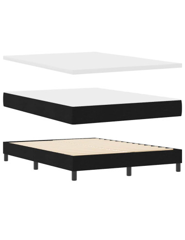 Letto a molle con testiera Nero 190 x 140 cm Tessuto