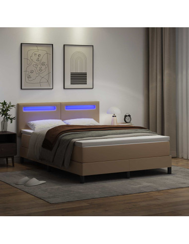 Letto a molle Cappuccino 140 x 200 cm Pelle sintetica