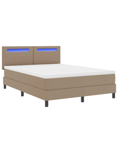 Letto a molle Cappuccino 140 x 200 cm Pelle sintetica