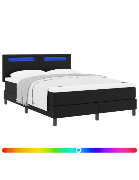 Letto a molle con materasso Nero 160 x 200 cm Pelle sintetica