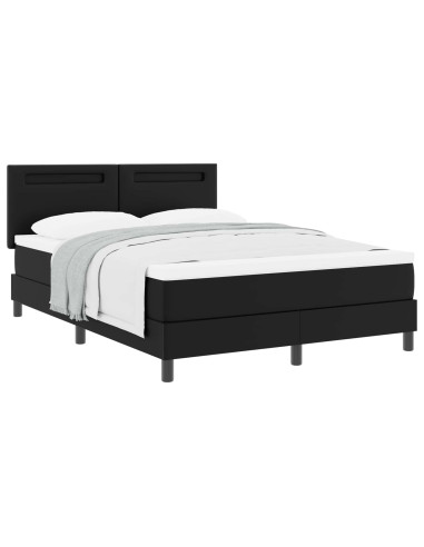 Letto a molle con materasso Nero 160 x 200 cm Pelle sintetica