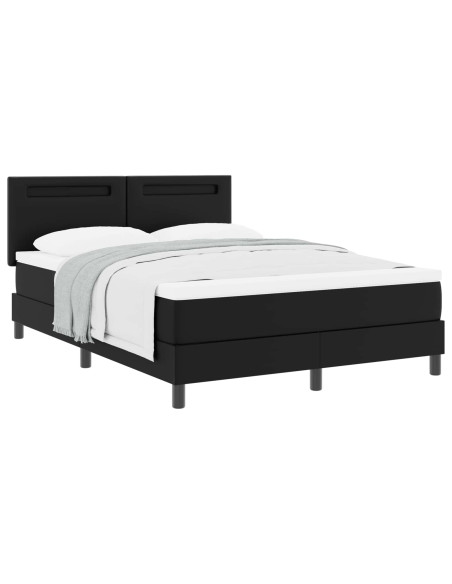 Letto a molle con materasso Nero 160 x 200 cm Pelle sintetica